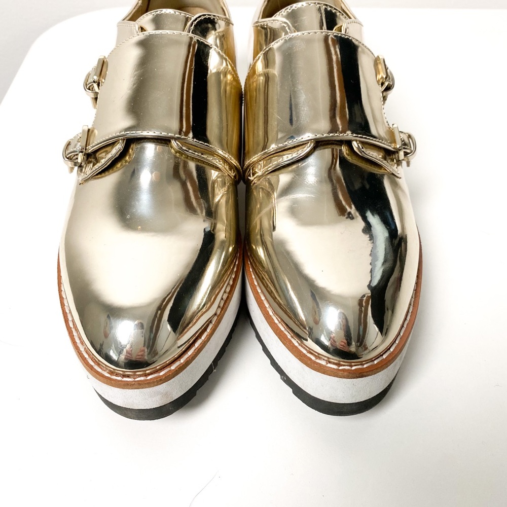Gold Platform Oxford Loafers sz 7.5